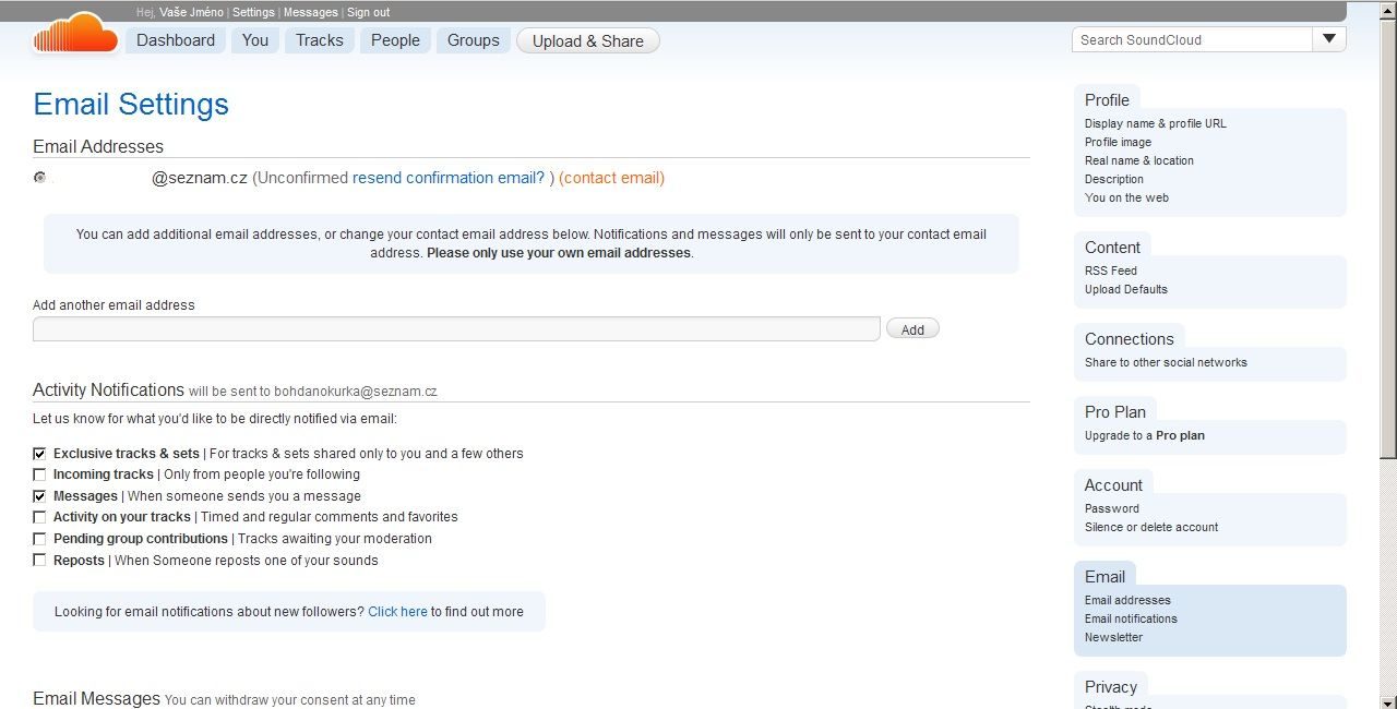 soundcloud - email