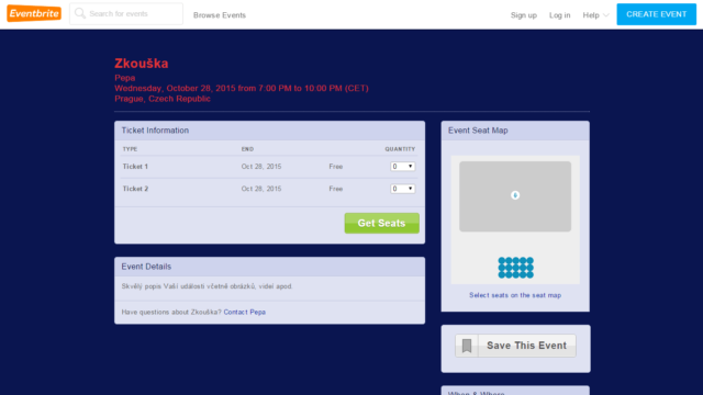 Eventbrite - stránka události